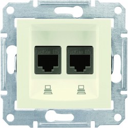 Розетка компьютерная двойная RJ45 кат. 5e UTP слоновая кость SEDNA SDN4400123